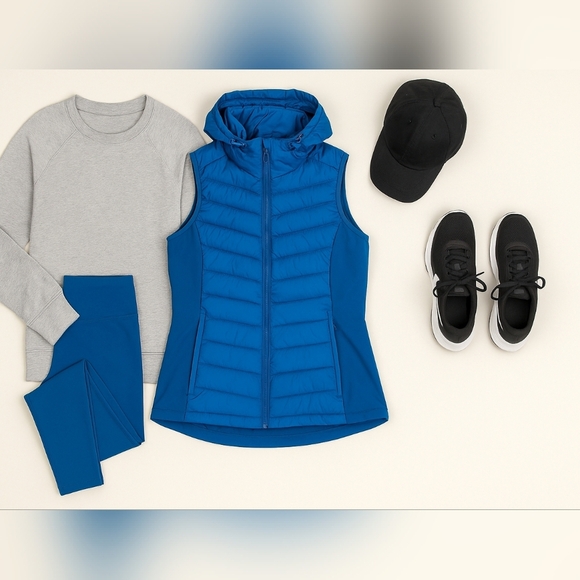 Sweaty Betty Activewear Accelerate Primaloft Puffer Running Gilet Vest Blue US 6 - Picture 11 of 15